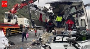 In Turkey, an intercity bus collided with a truck, killing seven people and injuring several more. The driver has been taken into custody.