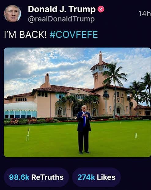 Screenshot of Trump's Truth Social post about Reflecting Pool repairs.